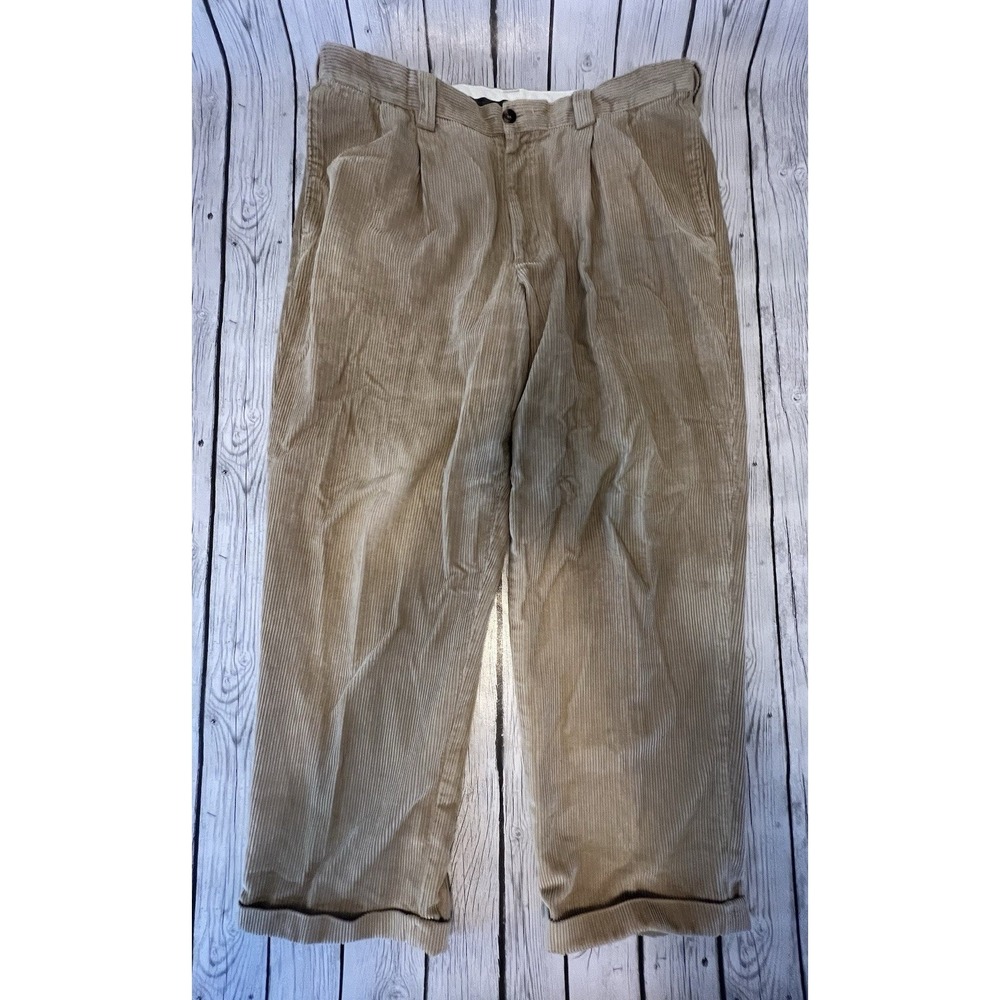 Vintage LL Bean Corduroy Pants Men's 38x30 Natural Fit Trouser Beige Brown